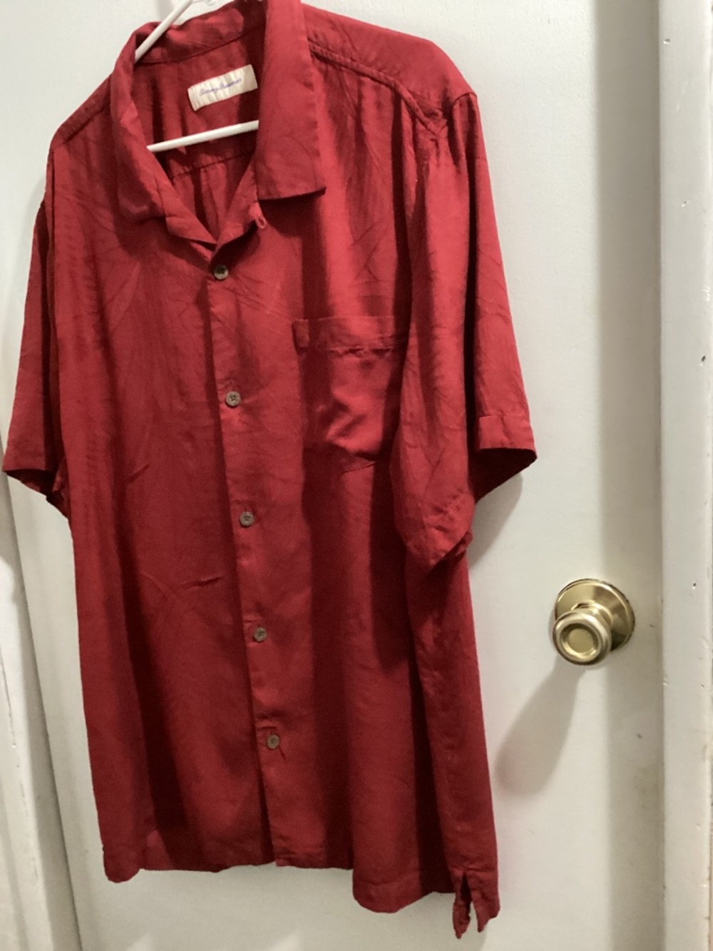 Red silk and rayon camp shirt by Tommy Bahama size 2XL